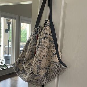 Free People Black and White Patterned Tote